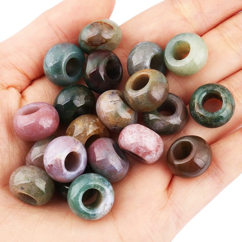 SUNYIK Indian Agate Large Hole (6mm) Rondelle Loose Charms European Bead fits Bracelet,Jewelry Makings Pack of 20 - Image 2